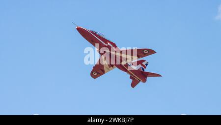 Les Red Arrows de la RAF partent de l'aéroport de Southend en direction du Clacton Airshow 2022 Banque D'Images