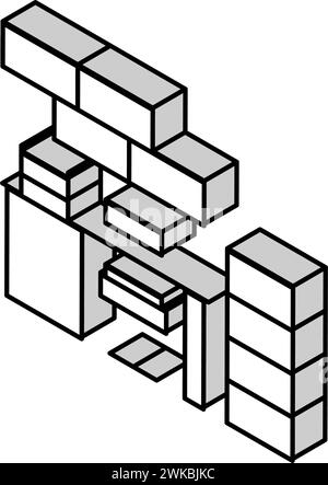 illustration vectorielle d'icône isométrique de mobilier de bureau Illustration de Vecteur