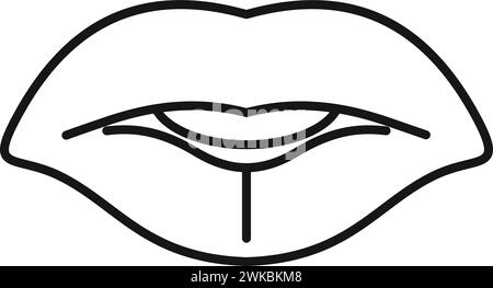 Vecteur de contour d'icône d'articulation d'enfance. La diction de la langue. Oral Illustration de Vecteur