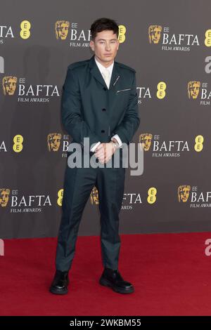 Londres, Royaume-Uni. 18 février 2024. Barry Keoghan assiste à la 77e édition des EE BAFTA film Awards, Arrivals, 2024 au Royal Festival Hall de Londres, au Royaume-Uni. Crédit : S.A. / Alamy Live News Banque D'Images