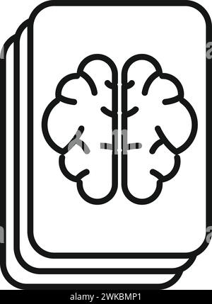 Vecteur de contour d'icône de cartes mémoire de cerveau. Santé au travail. Phare ébène Illustration de Vecteur