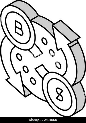 illustration vectorielle d'icône isométrique de crypto-monnaie d'échange Illustration de Vecteur