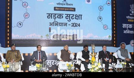 Patna, Inde. 19 février 2024. PATNA, INDE - 19 FÉVRIER : le ministre des Transports du Bihar, Vijay Choudhary, lors de la campagne de sécurité routière 2024 à Adhiveshan Bhawan le 19 février 2024 à Patna, Inde. (Photo de Santosh Kumar/Hindustan Times/Sipa USA) crédit : Sipa USA/Alamy Live News Banque D'Images
