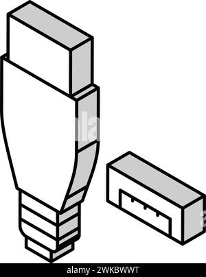 illustration vectorielle d'icône isométrique usb micro a. Illustration de Vecteur