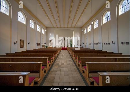 Intérieur de l'église catholique Saint-Joseph, Schwarzenbruck, moyenne Franconie, Bavière, Allemagne Banque D'Images