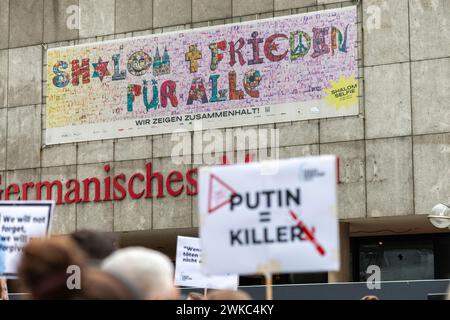 Veillée le 18 février 2024 pour le défunt Alexei Navalny, Roncalliplatz, Cologne, Rhénanie du Nord-Westphalie, Allemagne Banque D'Images