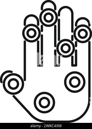 Vecteur de contour d'icône de vérification de la paume. Sécurité du scanner. ID de face automatique Illustration de Vecteur