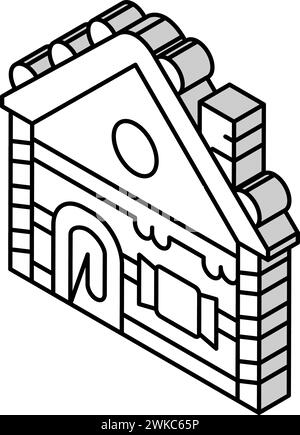 illustration vectorielle d'icône isométrique de maison en pain d'épice Illustration de Vecteur