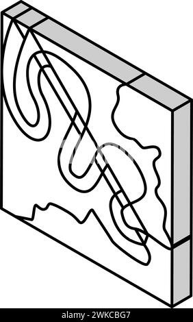 illustration vectorielle d'icône isométrique de rivière sinueuse Illustration de Vecteur