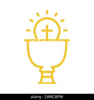 X icône Golden Holy Eucharist Line Illustration de Vecteur