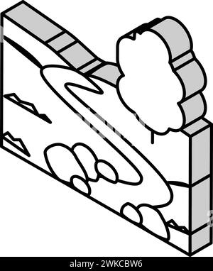 rivière sur l'illustration vectorielle isométrique d'icône de prairie Illustration de Vecteur