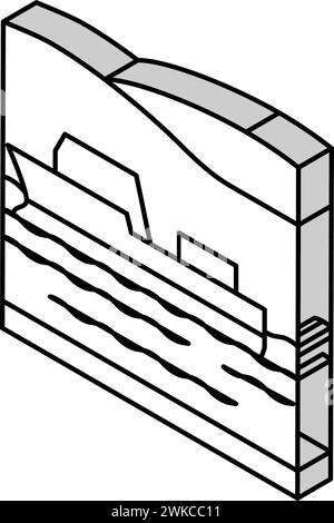 illustration vectorielle d'icône isométrique de rivière navigable Illustration de Vecteur