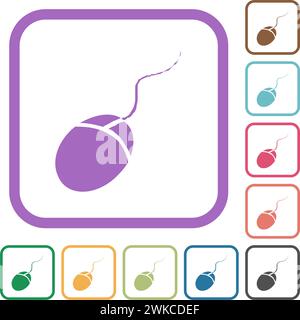 Souris d'ordinateur icônes simples en couleur cadres carrés arrondis sur fond blanc Illustration de Vecteur