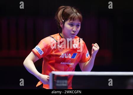 MIU Hirano (JPN), 19 FÉVRIER 2024 - Tennis de table : finale des Championnats du monde de tennis de table par équipe ITTF Busan 2024 phase de groupes par équipe féminine au BEXCO Convention Centre, Busan, Corée du Sud. (Photo YUTAKA/AFLO SPORT) Banque D'Images