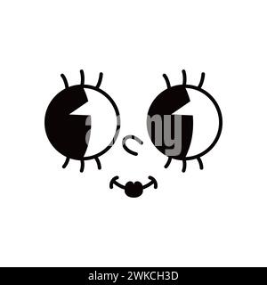 Dessin animé comique drôle groovy Smile face à l'émotion et au caractère rétro mignon emoji. Personnage cartoonish vectoriel isolé avec de grands yeux ronds, de longs cils, un visage souriant avec une expression joyeuse, des vibrations joyeuses Illustration de Vecteur