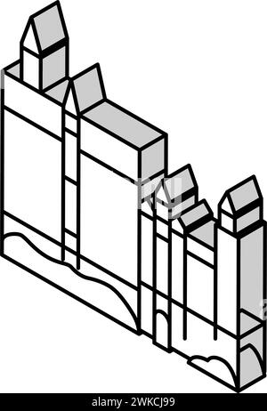 illustration vectorielle d'icône isométrique château de neuschwanstein Illustration de Vecteur