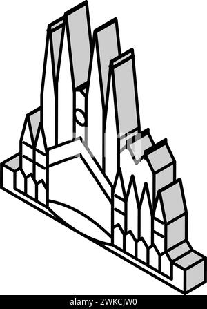 illustration vectorielle d'icône isométrique sagrada familia Illustration de Vecteur