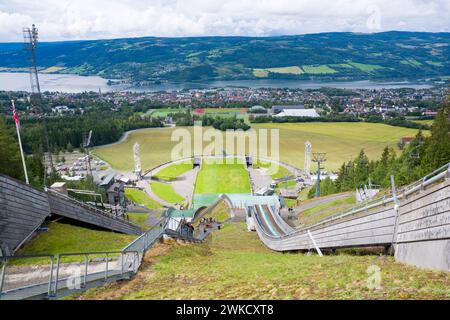 Lysgårdsbakkene stade de saut à ski à Lillehammer, Norvège Banque D'Images