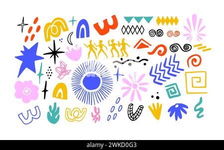 Ensemble d'éléments abstraits grecs anciens colorés doodle Illustration de Vecteur