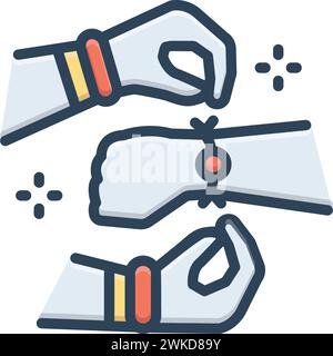 Icône pour rakhi dans la main, bracelet Illustration de Vecteur