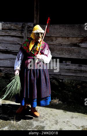 Masque de Samede (Paderne, A Coruña) en Vibo masque de Vilariño de Conso, Ourense, Espagne Banque D'Images