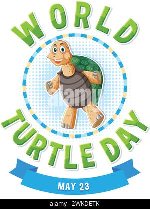 Tortue joyeuse célébrant la Journée mondiale de la tortue Illustration de Vecteur