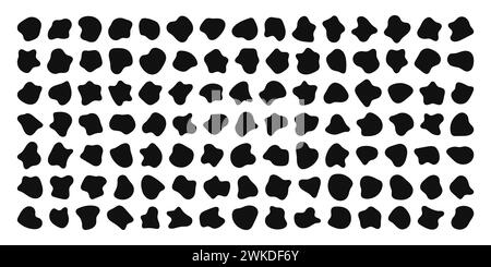 Les formes BLOB sont organiques. Figures irrégulières de forme libre. Cercles liquides circulant de manière aléatoire. Silhouette pierres asymétriques. Collection d'éléments vectoriels isolés sur fond blanc. Illustration de Vecteur