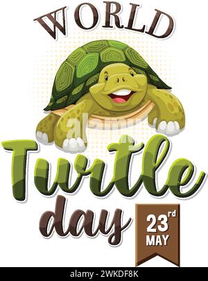 Tortue joyeuse célébrant la Journée mondiale des tortues Illustration de Vecteur