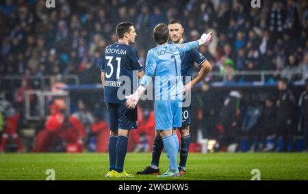 Bochum, Allemagne. 18 février 2024. Keven Schlotterbeck (Bochum) Torwart Manuel Riemann (Bochum), Ivan Ordets (Bochum) VfL Bochum - FC Bayern München 18. Banque D'Images