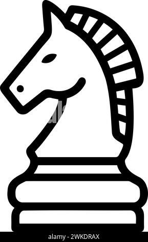 Logo d'icône de pièce d'échecs Knight. Illustration vectorielle de contour Illustration de Vecteur