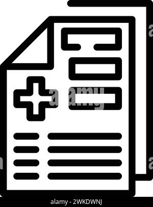 Vecteur de contour de l'icône documents patient clinique. Soins thérapeutiques. Visite chez le médecin Illustration de Vecteur