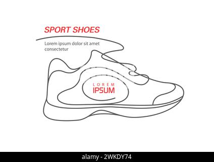 Chaussures de sport dans un style de ligne. Sneakers Vector . Skiez des baskets pour votre créativité.publicité de chaussure. Illustration de Vecteur