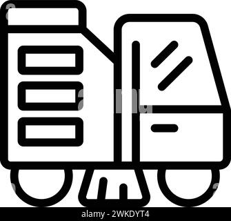 Vecteur de contour d'icône de nettoyeur de sol professionnel. Balayeuse et équipement de nettoyage. Véhicule de service de nettoyage Illustration de Vecteur