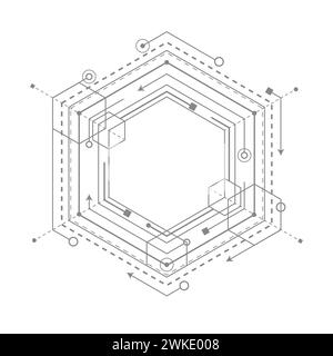 Techno linéaire géométrique design.Computer systèmes de conception assistée.Industrial Technology Banner.Vector Illustrat Illustration de Vecteur