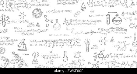 Fond scolaire en chimie .formules manuscrites fond.lettres et nombres . Illustration de Vecteur