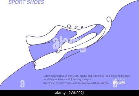 Chaussures de sport dans un style de ligne. Sneakers Vector . Skiez des baskets pour votre créativité.publicité de chaussure. Illustration de Vecteur