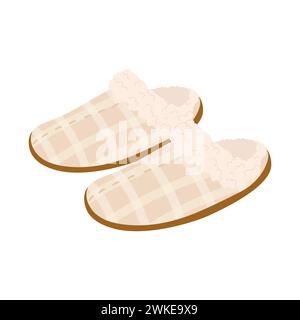Pantoufles intérieures confortables. Chaussures douces à la maison, chaussons de maison moelleux illustration vectorielle de dessin animé Illustration de Vecteur