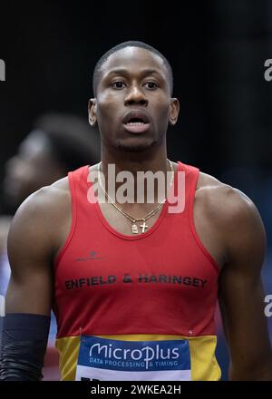 17/18 février 2024, Utilita National Indoor Arena, Birmingham, Royaume-Uni. Événement : Championnats britanniques d'athlétisme en salle 2024. Légende : photo : Mark Dunn / Alamy Live News (Sport) Banque D'Images