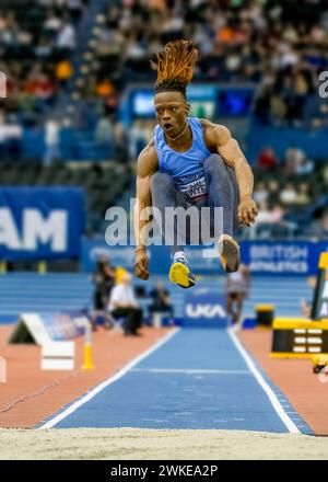 17/18 février 2024, Utilita National Indoor Arena, Birmingham, Royaume-Uni. Événement : Championnats britanniques d'athlétisme en salle 2024. Légende : photo : Mark Dunn / Alamy Live News (Sport) Banque D'Images