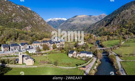 Sant Feliu de Barruera , Vallée de Boí (la Vall de Bohí) région catalane d'Alta Ribagorza, province de Lérida, Espagne. Banque D'Images