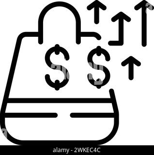 Vecteur de contour d'icône de prix alimentaires élevés. Effondrement de l'insécurité alimentaire. Crise des approvisionnements alimentaires Illustration de Vecteur