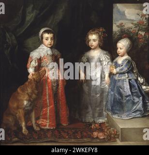 Die drei ältesten Kinder von Karl I. Stuart (1600-1649) et Henrietta Maria de Bourbon (1609-1669). Musée : Galleria Sabauda, Turin. Auteur : Dyck, Sir Anthonis, van. Banque D'Images