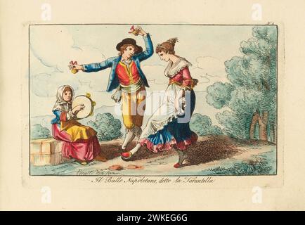 Il Ballo Napoletano, detto la Tarantella. Musée : COLLECTION PRIVÉE. Auteur : BARTOLOMEO PINELLI. Banque D'Images