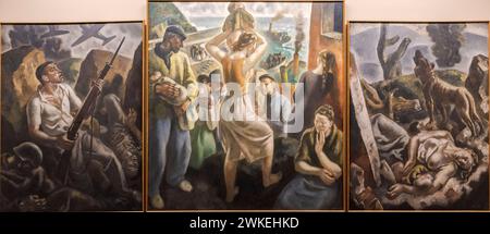 Aurelio Arteta, triptyque de la guerre. l'avant, l'exode, l'arrière, vers 1937-1938, huile sur toile, musée des Beaux-Arts d'Alava, Vitoria, pays Basque, Espagne. Banque D'Images
