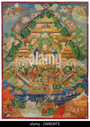 Padmasambhava im Kupferberg-Paradies. Musée : Privatsammlung. Auteur : Tibetische Kultur. Banque D'Images