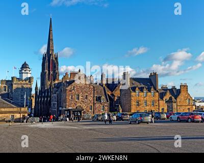 Royaume-Uni, Écosse, Édimbourg, Castle Esplanade et le sommet du Royal Mile. Banque D'Images