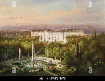 Blick auf Schloss Versailles. Musée : Privatsammlung. Auteur : Alberto Rieger. Banque D'Images