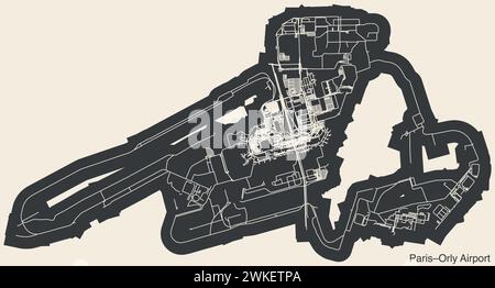 Plan d'aménagement des terminaux de l'AÉROPORT PARIS-ORLY (ORY), ORLY Illustration de Vecteur