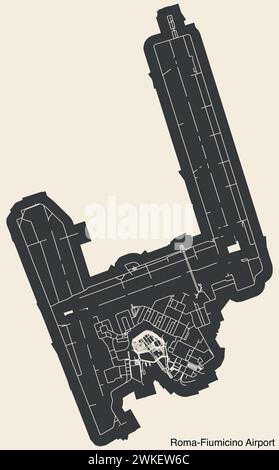 Plan des terminaux de l'AÉROPORT LEONARDO DA VINCI–FIUMICINO (FCO), ROME Illustration de Vecteur