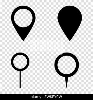 Définir l'épingle pour l'icône de signe de carte sur un fond transparent Illustration de Vecteur